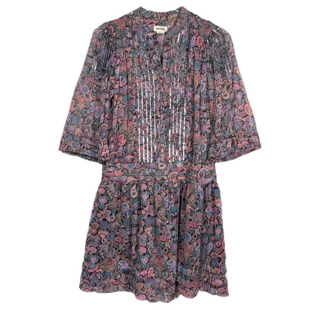 ZADIG & VOLTAIRE Rimo Paisley-Print Mandala Woven Dress In Multicolor Size XS